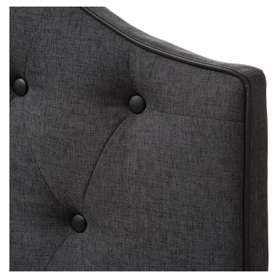 Queen Windsor Modern And Contemporary Fabric Upholstered Scalloped Buttoned Headboard Dark Gray - Baxton Studio 4 Queen Windsor Modern And Contemporary Fabric Upholstered Scalloped Buttoned Headboard Dark Gray - Baxton Studio - Image 2