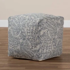 Juvita Handwoven Cotton Paisley Pouf Ottoman - Baxton Studio -Baxton Studio GUEST f9cb267c aba4 4e97 a845 0c857eb9564d