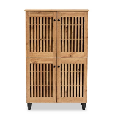 Fernanda Wood 4 Door Storage Cabinet Oak Brown/Black - Baxton Studio 4 Fernanda Wood 4 Door Storage Cabinet Oak Brown/Black - Baxton Studio - Image 2