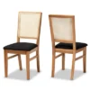 Set Of 2 Idris Fabric Upholstered Rattan Dining Chairs Black/Oak Brown - Baxton Studio -Baxton Studio GUEST fab58cb3 2bdd 4b38 8956 44edf52ab421