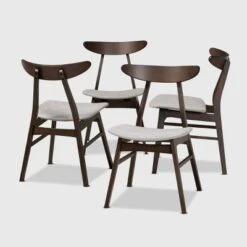Set Of 4 Britte Fabric Upholstered Wood Dining Chairs - Baxton Studio -Baxton Studio GUEST fabea9b3 7971 4cd0 be1c 4b2264381d48