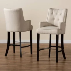 2pc Aldon Upholstered And Wood Bar Stool Set - Baxton Studio -Baxton Studio GUEST fb75c636 7e33 4193 8c94 575d6beef286