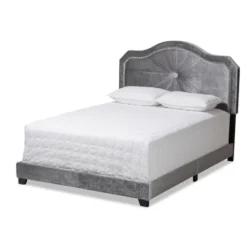 Embla Velvet Fabric Upholstered Bed - Baxton Studio -Baxton Studio GUEST fbeec347 b5d6 40f9 8ffe a874ee2e0fba