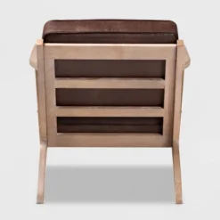 Sigrid Faux Leather Upholstered Wood Armchair Dark Brown/Antique Oak - Baxton Studio -Baxton Studio GUEST fbf65c22 aa4d 4162 aea2 3a352785f78f