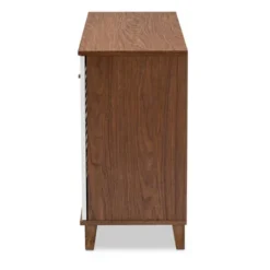 Coolidge 8 Shelf Wood Shoe Cabinet White/Walnut - Baxton Studio -Baxton Studio GUEST fc0883f6 ac3e 4b84 ae88 13462d9ba908