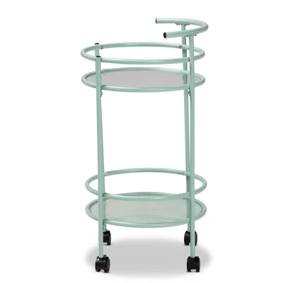 Newell Metal 2 Tier Kitchen Cart Mint Green/Black - Baxton Studio 5 Newell Metal 2 Tier Kitchen Cart Mint Green/Black - Baxton Studio - Image 3