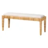 Sofia Rattan And Mahogany Wood Bench White/Natural Brown - Baxton Studio -Baxton Studio GUEST fc872bc4 d887 44fa bf10 d6d9ae2878e3