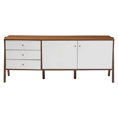 Harlow Mid-century Modern Scandinavian Style Wood Sideboard Storage Cabinet - Walnut/White - Baxton Studio 3 Harlow Mid-century Modern Scandinavian Style Wood Sideboard Storage Cabinet - Walnut/White - Baxton Studio