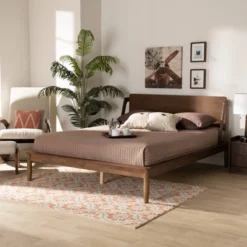 Sadler Mid-Century Modern Platform Bed Walnut/Brown - Baxton Studio -Baxton Studio GUEST fcfc99ca f83b 4c87 b52a 13015fd2212b
