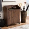 Rossin Walnut Finished 2 Door Wood Entryway Shoe Storage Cabinet With Open Shelf Brown - Baxton Studio -Baxton Studio GUEST fdc57e71 047f 49ef b340 c0a4b9f4ded8
