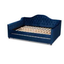 Perry Velvet Daybed With Trundle - Baxton Studio -Baxton Studio GUEST fdf25d9b f83f 4ba9 a1f6 b153ce4980f4