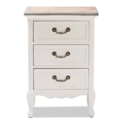 Capucine Two-Tone Natural Whitewashed Oak Finished Wood 3 Drawer Nightstand White - Baxton Studio -Baxton Studio GUEST feb87725 b861 4173 9786 a851892db471