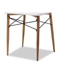 5pc Wayne White And Walnut Metal Dining Set Gray - Baxton Studio -Baxton Studio GUEST fecd5c54 a6bc 4f88 b2a1 bbeac5de434f