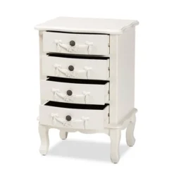Callen Wood 4 Drawer Nightstand White - Baxton Studio -Baxton Studio GUEST fed4c3c4 e3f7 4a63 ba1c 137aefa9f155